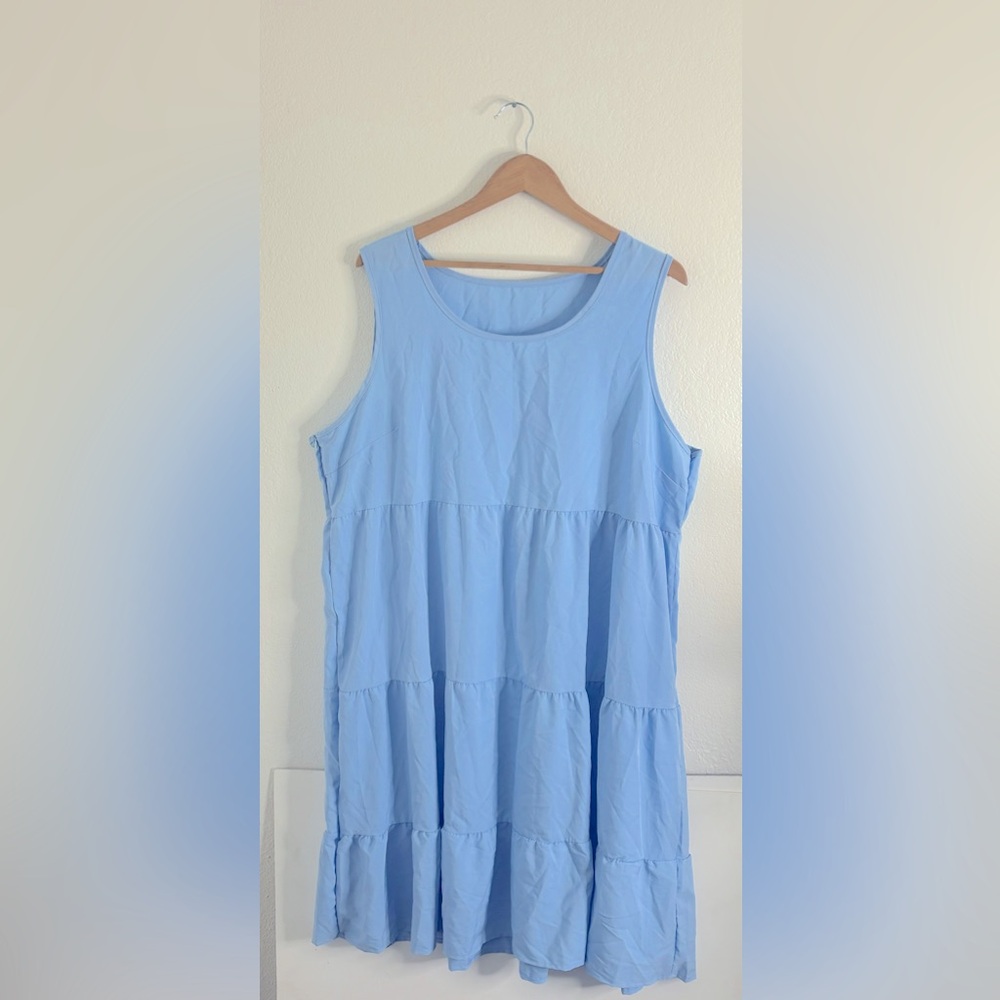 NWOT Sleeveless Babydoll Tiered Irregular Dress Women’s 4X Blue